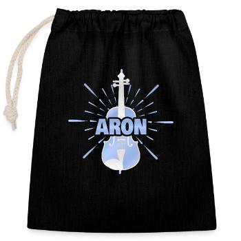 Cadeau pour Aron - Sac cadeau en coton avec cordon (25 x 30 cm) - noir - Devant
