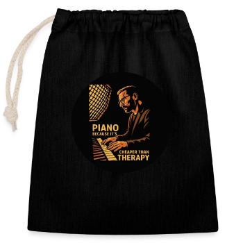 Piano Therapy - Verschließbarer Geschenkbeutel aus Baumwolle (25x30cm) - Schwarz - Vorne