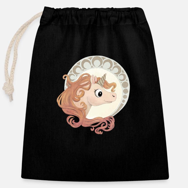 Elegantes Einhorn - Verschließbarer Geschenkbeutel aus Baumwolle (25x30cm) - Schwarz