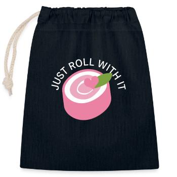 Il suffit de rouler avec - Sac cadeau en coton avec cordon (25 x 30 cm) - bleu marine - Devant