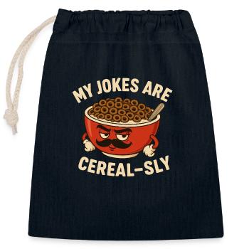 Céréales Sournois Drôle Petit déjeuner Jeu de mots Papa Blague - Sac cadeau en coton avec cordon (25 x 30 cm) - bleu marine - Devant