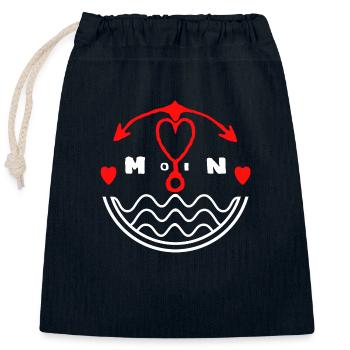 Moin | Bienvenue Côte nord de l’Allemagne - Sac cadeau en coton avec cordon (25 x 30 cm) - bleu marine - Devant