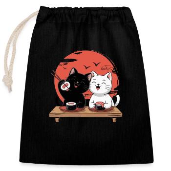 Sushi Katzen – Niedliches Japanisches Katzen-Desig - Verschließbarer Geschenkbeutel aus Baumwolle (25x30cm) - Schwarz - Vorne