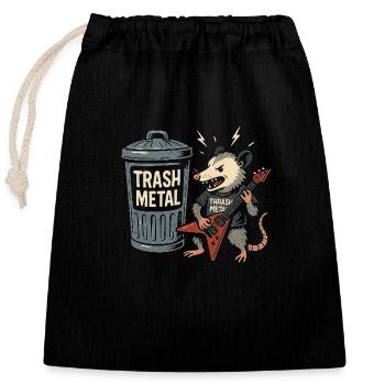 Lustige Opossum Thrash Metal Gitarre Vintage Trasher - Verschließbarer Geschenkbeutel aus Baumwolle (25x30cm) - Schwarz - Vorne