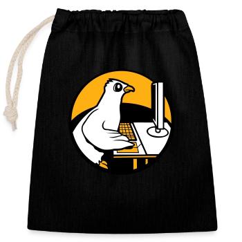 Pigeon Works Office Computer Keyboard Mouse Gamer - Closable cotton gift bag (25x30cm) - black - Front