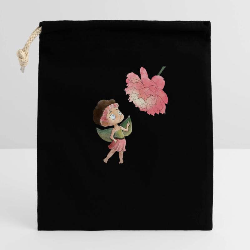 Magical fairy with peony Closable cotton gift bag (25x30cm)