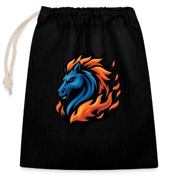 Cheval – Sabot de tonnerre | Mascotte du zodiaque urbain - Sac cadeau en coton avec cordon (25 x 30 cm) - noir - Devant