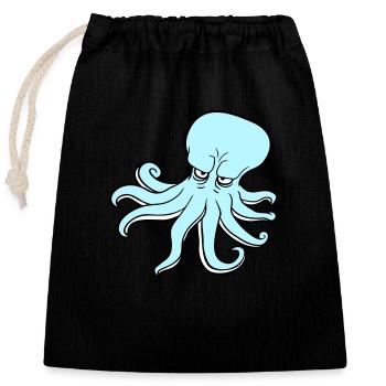 Oktopus Kraken Tintenfisch Kopffüßer Böser Blick - Verschließbarer Geschenkbeutel aus Baumwolle (25x30cm) - Schwarz - Vorne