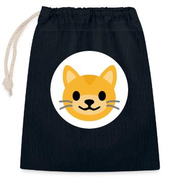 Cat Face White | ~NU relations | Vector - Closable cotton gift bag (25x30cm) - navy - Front