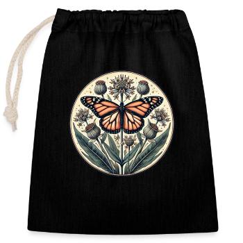 Papillon monarque vintage - Sac cadeau en coton avec cordon (25 x 30 cm) - noir - Devant