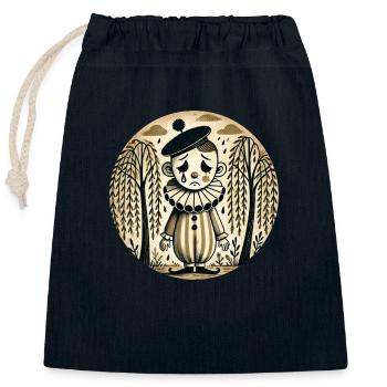 Trauriger Clown - Verschließbarer Geschenkbeutel aus Baumwolle (25x30cm) - Navy - Vorne
