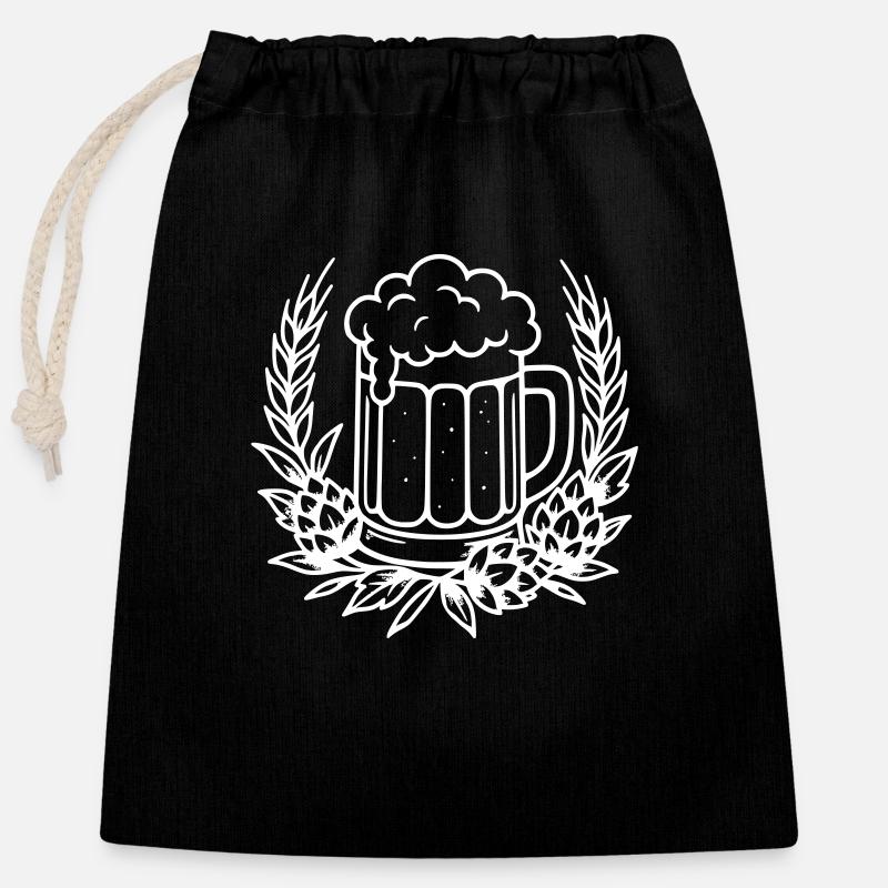 Bier - Closable cotton gift bag (25x30cm) - black