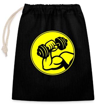 Dumbbell Muscles - Closable cotton gift bag (25x30cm) - black - Front