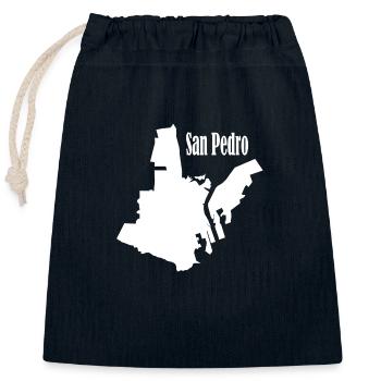 San pedro L.A. white - Closable cotton gift bag (25x30cm) - navy - Front