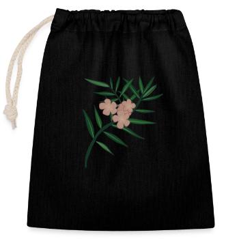 Oleander Flower Branch - Closable cotton gift bag (25x30cm) - black - Front