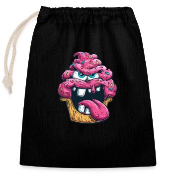 Cupcake fou. - Sac cadeau en coton avec cordon (25 x 30 cm) - noir - Devant