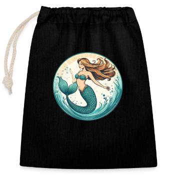 Mystic Mermaid Dream Meerjungfrau Sommer Liebe - Verschließbarer Geschenkbeutel aus Baumwolle (25x30cm) - Schwarz - Vorne