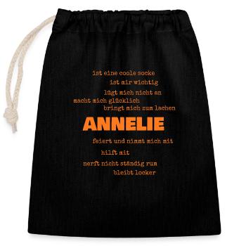 Annelie - Closable cotton gift bag (25x30cm) - black - Front