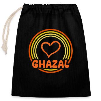 Name: Ghazal - Closable cotton gift bag (25x30cm) - black - Front