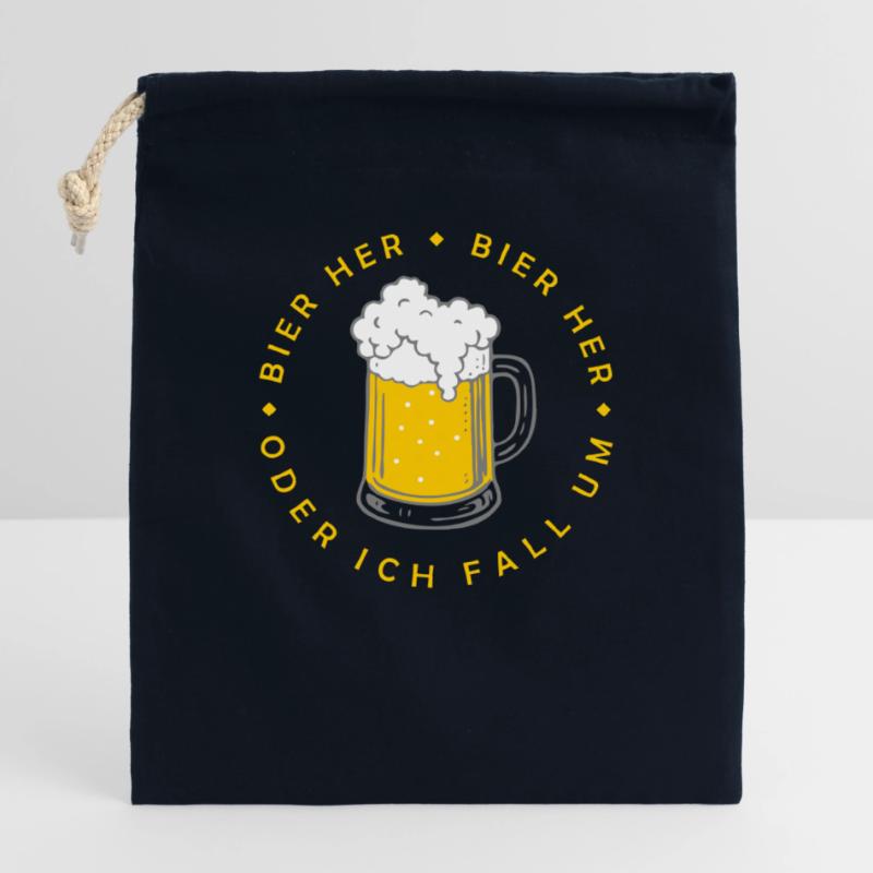 Bees here - Oder ich fall um! Closable cotton gift bag (25x30cm)
