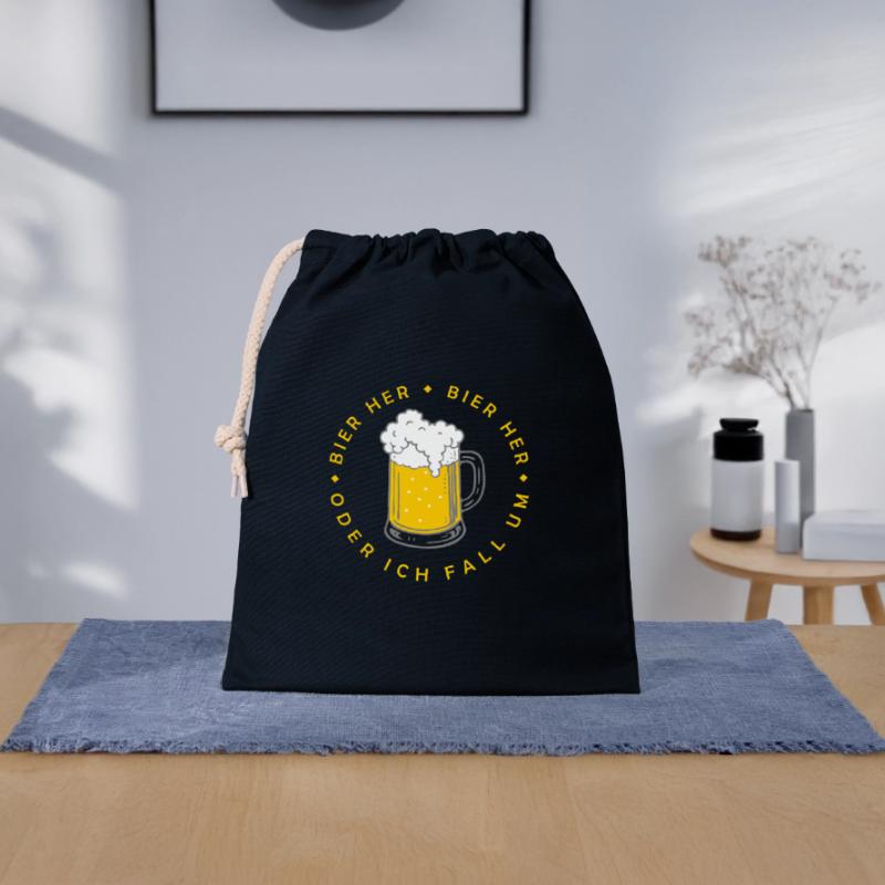 Bees here - Oder ich fall um! Closable cotton gift bag (25x30cm)