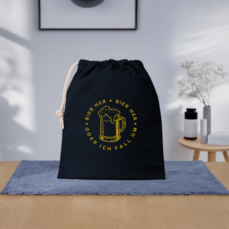 Bees here - Oder ich fall um! Closable cotton gift bag (25x30cm)