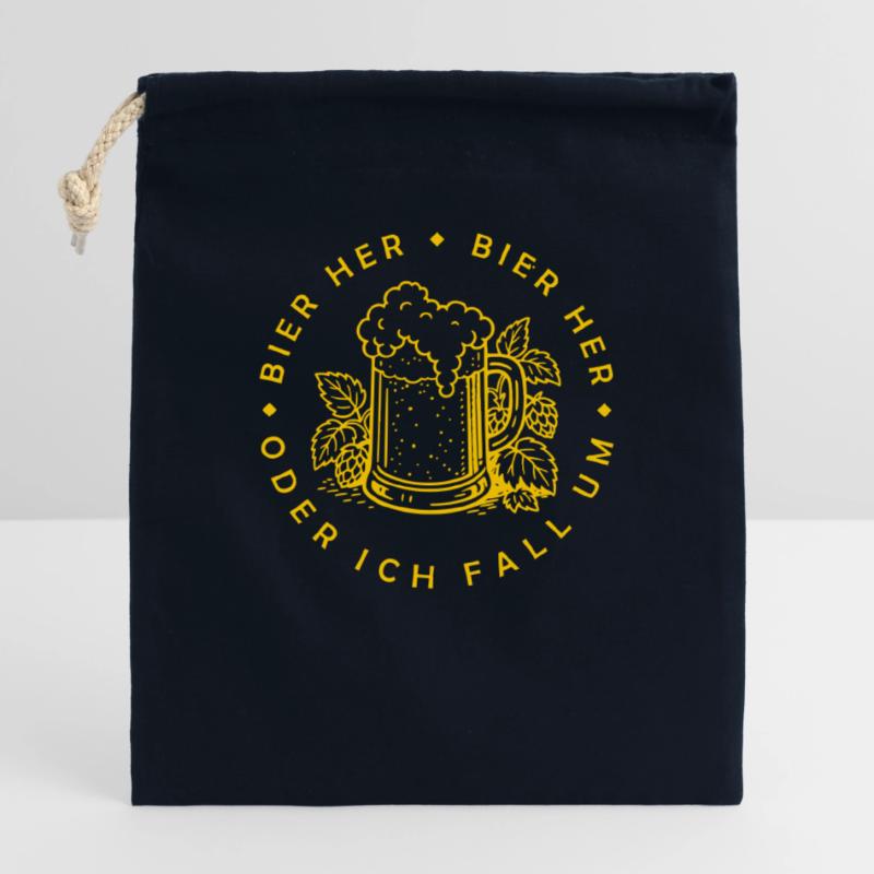 Bees here - Oder ich fall um! Closable cotton gift bag (25x30cm)