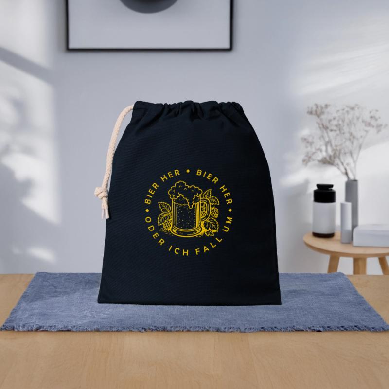 Bees here - Oder ich fall um! Closable cotton gift bag (25x30cm)
