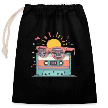 Retro Cassette – Vintage Summer Vibes. - Closable cotton gift bag (25x30cm) - black - Front