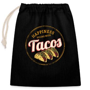 Taco Tortilla Retro Snack Vintage Salsa Design - Verschließbarer Geschenkbeutel aus Baumwolle (25x30cm) - Schwarz - Vorne