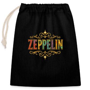 ZEPPELIN Glitzer Gold Pailletten - Verschließbarer Geschenkbeutel aus Baumwolle (25x30cm) - Schwarz - Vorne