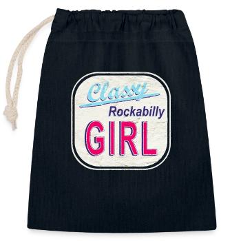 Classy Rockabilly Girl Vintage Logo - Closable cotton gift bag (25x30cm) - navy - Front