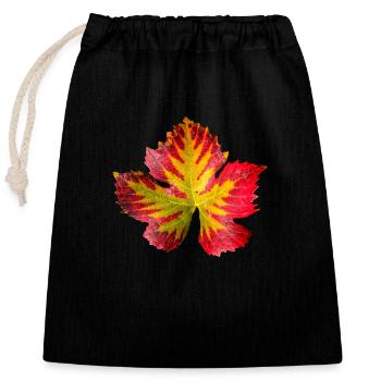 Weinblatt Herbst Wein Blatt Laub - Verschließbarer Geschenkbeutel aus Baumwolle (25x30cm) - Schwarz - Vorne