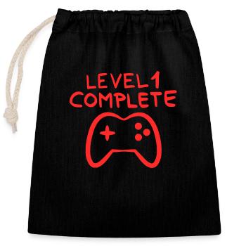 Console de jeu d'un an - Sac cadeau en coton avec cordon (25 x 30 cm) - noir - Devant