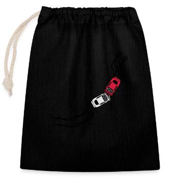 collision 2 cars accident crash total damage crush - Closable cotton gift bag (25x30cm) - black - Front