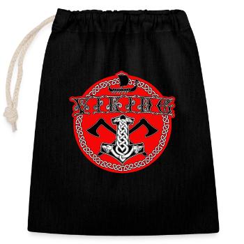 Viking - Closable cotton gift bag (25x30cm) - black - Front