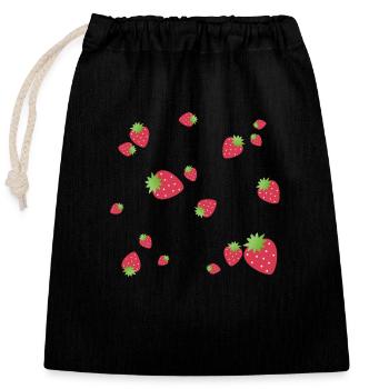 Strawberries - Closable cotton gift bag (25x30cm) - black - Front