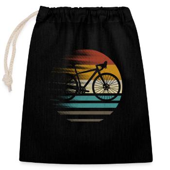 Gravel vélo Gravel vélo de route vélo cadeau rétro - Sac cadeau en coton avec cordon (25 x 30 cm) - noir - Devant