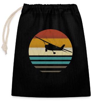 Flugzeug Flieger retro vintage Pilot Geschenk - Verschließbarer Geschenkbeutel aus Baumwolle (25x30cm) - Schwarz - Vorne