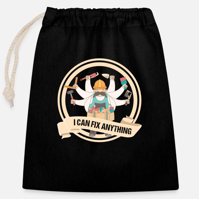 I can fix everything - DIY gift - Closable cotton gift bag (25x30cm) - black