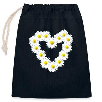 Heart Daisy Daisy Warm - Closable cotton gift bag (25x30cm) - navy - Front