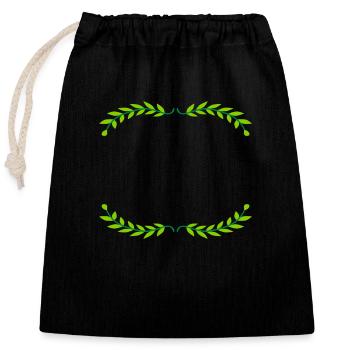 Frame Bay Leaves Illustration - Closable cotton gift bag (25x30cm) - black - Front