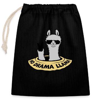 Lama de la paix du fond du trou - Sac cadeau en coton avec cordon (25 x 30 cm) - noir - Devant