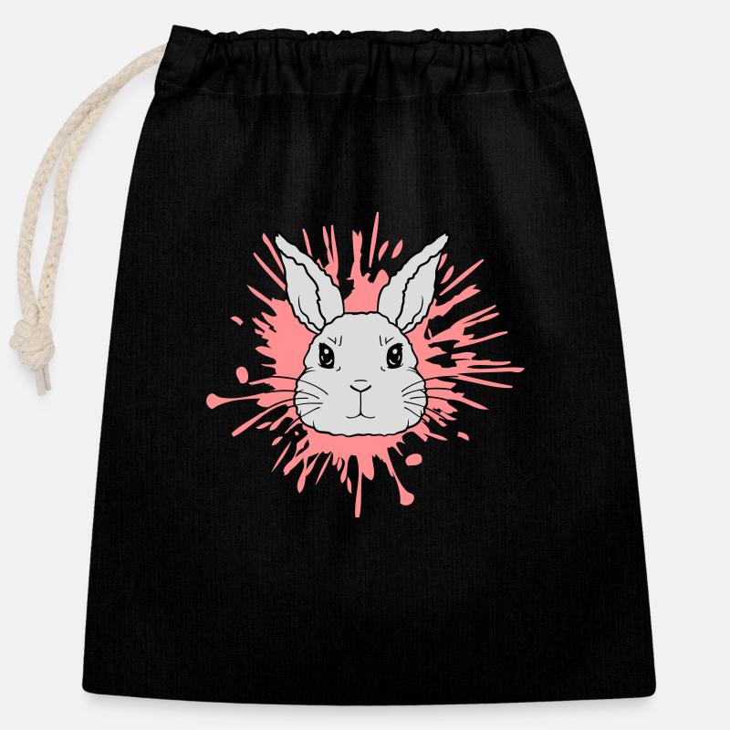 Splashes of color drops rabbit splash - Closable cotton gift bag (25x30cm) - black