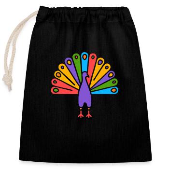 Symbol of an Indian peacock, culture of India - Closable cotton gift bag (25x30cm) - black - Front