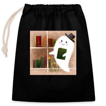 Mind and Books - Closable cotton gift bag (25x30cm) - black - Front