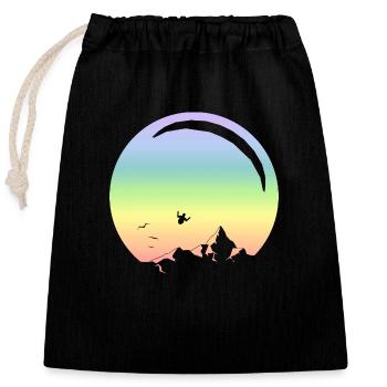 Paragliding - Closable cotton gift bag (25x30cm) - black - Front