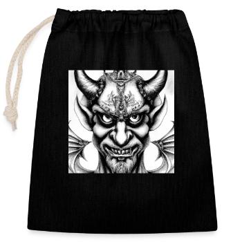 Devil Face - Closable cotton gift bag (25x30cm) - black - Front