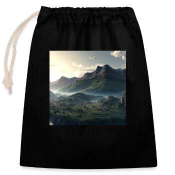 Wunderschöne Berglandschaft im Nebel - Verschließbarer Geschenkbeutel aus Baumwolle (25x30cm) - Schwarz - Vorne