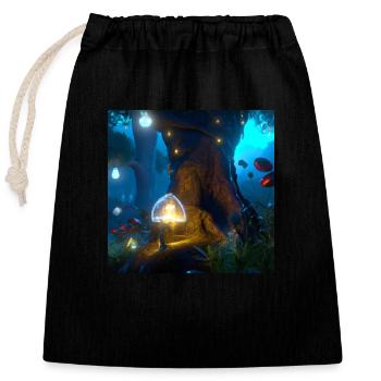 Forêt magique - Sac cadeau en coton avec cordon (25 x 30 cm) - noir - Devant